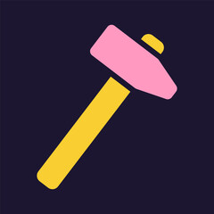 Hammer icon. Construction tool. Color vector instrument illustration