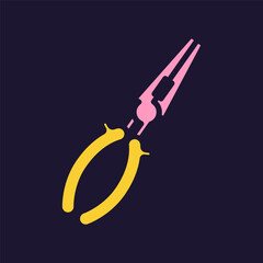 Plier icon. Construction tool. Color vector instrument illustration