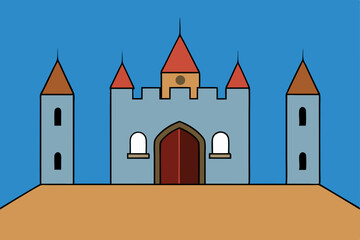 Naklejka premium Majestic Medieval Castle Illustration A Fortress of History and Fairytales