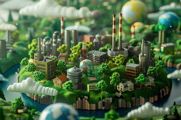 Actions Impact the Environment, Carbon Footprint Concept, Generative AI