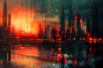 Abstract economic and technological advancements background. Generative AI