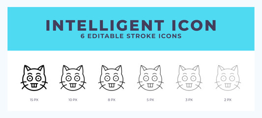 Intelligent cat icon vector for web. And mobile app. Editable stroke outline icon.