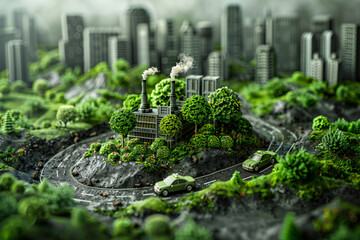Actions Impact the Environment, Carbon Footprint Concept, Generative AI