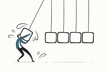 Checklist or to do list to finish work, task completion or project management, plan or work progress checklist, checkbox or workflow concept, businessman holding completed checkbox to impact pendulum.