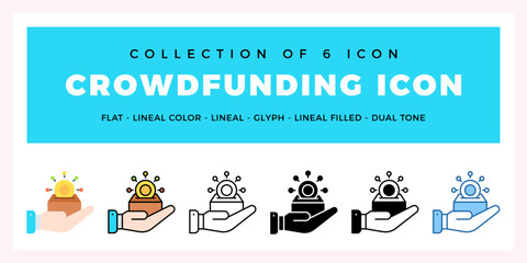 Pack of 6 Vector crowdfunding icon