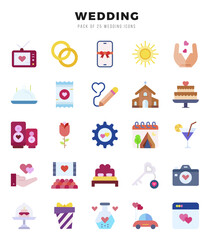 Vector Wedding types icon set in Flat style. vector illustration.