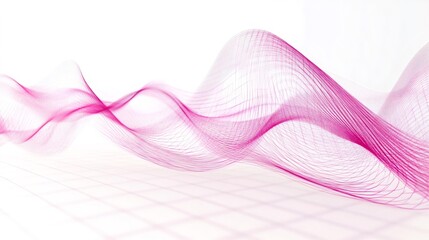 Pink lines forming waves are propagating above a grid, representing seismic waves spreading from the epicenter of an earthquake, visualizing geological phenomena