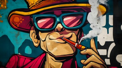 Colorful Street Art Smoker AI Generative