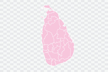 Sri Lanka Map Blush Color on White Background quality files Png