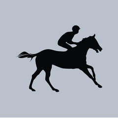 Horse Racing Rider Jockey Posed Simple Silhouette Vector