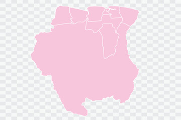 Suriname Map Blush Color on White Background quality files Png