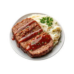 Delicious Slices of Meatloaf with Mashed Potatoes and Gravy
