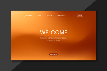 Naklejka premium Orange Gradient Landing Page Template with Modern Welcome UI Design