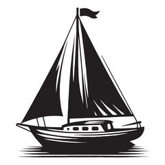 Elegant Mast Sailboat silhouette design – Sailboat illustration – Minimalist Sailboat vector – Vehicle silhouette

