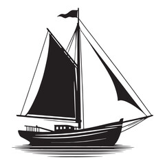 Coastal View Sailboat silhouette – Sailboat illustration – Minimalist Sailboat vector – Vehicle silhouette

