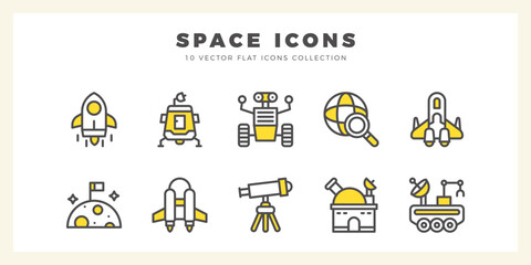 10 Space Two Color icons pack. vector illustration. © Icon