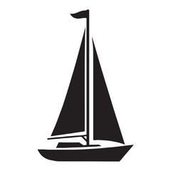 Ocean Breeze Sailboat silhouette in motion – Sailboat illustration – Minimalist Sailboat vector – Vehicle silhouette

