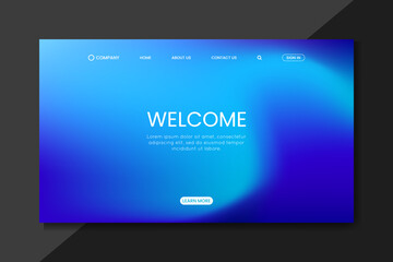 Dark Blue Gradient Website Landing Page with Welcome Message and Clean UI Design