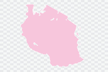Tanzania Map Blush Color on White Background quality files Png