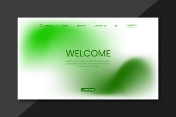Minimalist Green Gradient Landing Page UI Design with Abstract Blur Background