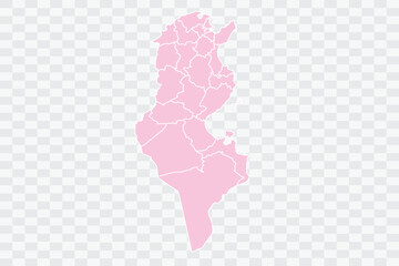 Tunisia Map Blush Color on White Background quality files Png