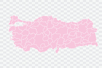 Turkey Map Blush Color on White Background quality files Png