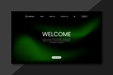 Dark UI Landing Page Design with Green Gradient Background