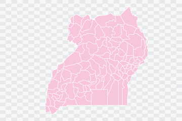 Uganda Map Blush Color on White Background quality files Png