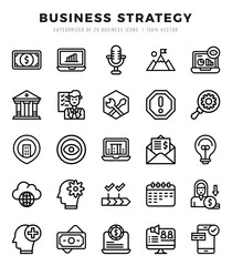 Business Strategy Icons Pack. Lineal icons set. Lineal icon collection set.
