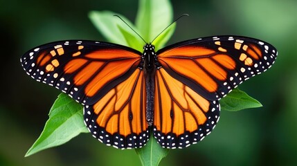 Fototapeta premium Monarch butterfly perched on a leaf