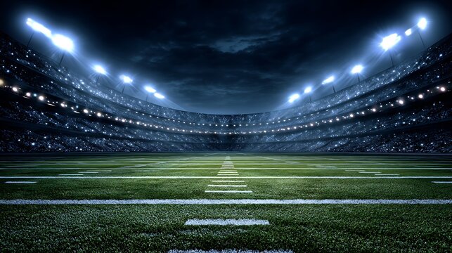 Thrilling Night Game at a Packed Football Stadium