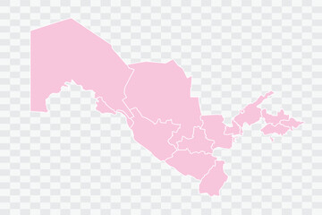 Uzbekistan Map Blush Color on White Background quality files Png