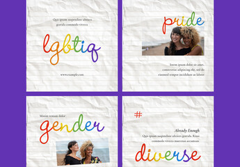 Pride Social Media Layouts with Rainbow Colors