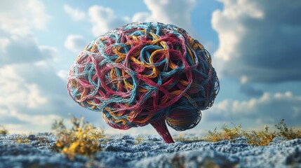 Creative thinking and innovation visualized in 3D. Represents brainstorms and designer mindset.