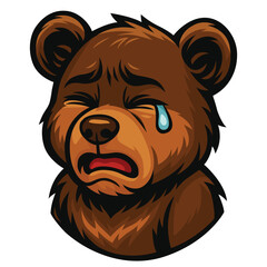 Sad bear vector logo illustration