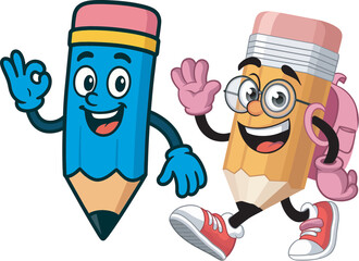 Funny pencil character vector