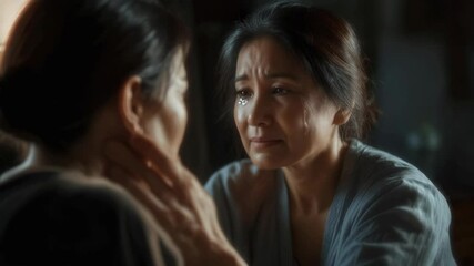 Emotional reunion between two women in a warm, intimate setting during the late afternoon - Powered by Adobe