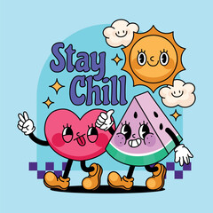 Retro Cartoon Groovy Fun Stay Chill Composition