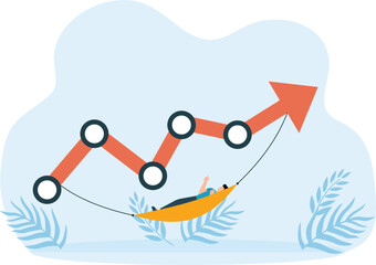 Passive income from crypto or stocks. market Invest in mutual funds or other assets. Get stock dividends. Businessman investors relax and sleep with growing charts.
