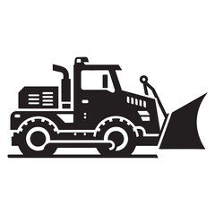 Naklejka premium Cold Weather Hero Snowplow silhouette – Snowplow illustration – Minimalist Snowplow vector – Vehicle silhouette