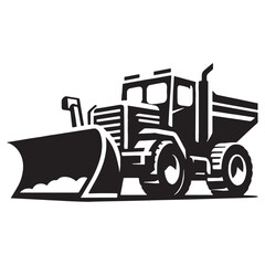 Heavy-Duty Snowplow silhouette in front-facing view – Snowplow illustration – Minimalist Snowplow vector – Vehicle silhouette


