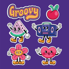 Retro Cartoon Groovy Fun Sticker Collection