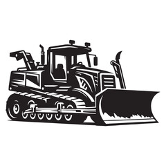 Naklejka premium Snowplow silhouette with bold plow blade – Snowplow illustration – Minimalist Snowplow vector – Vehicle silhouette
