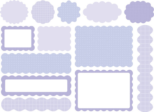 うねうね装飾フレーム素材セット（紫／チェック＆ドット）