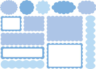 うねうね装飾フレーム素材セット（ブルー）