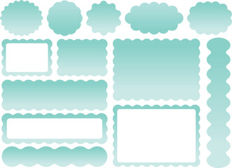 うねうね装飾フレーム素材セット（ミントグリーン／グラデーション）
