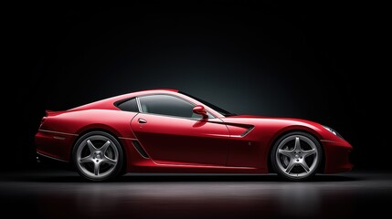 Red sports car exuding power and elegance on a sleek dark backdrop