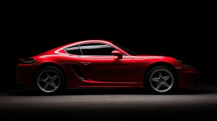 Red sports car exuding power and elegance on a sleek dark backdrop