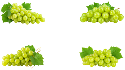 Fresh green grapes, juicy bunch, separated on white