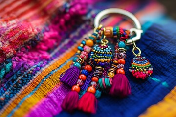 a vibrant key chain with colorful beads